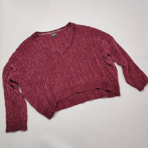 wild fable Sweaters - Wild Fable Chenille Crop Sweater Purple Burgundy L